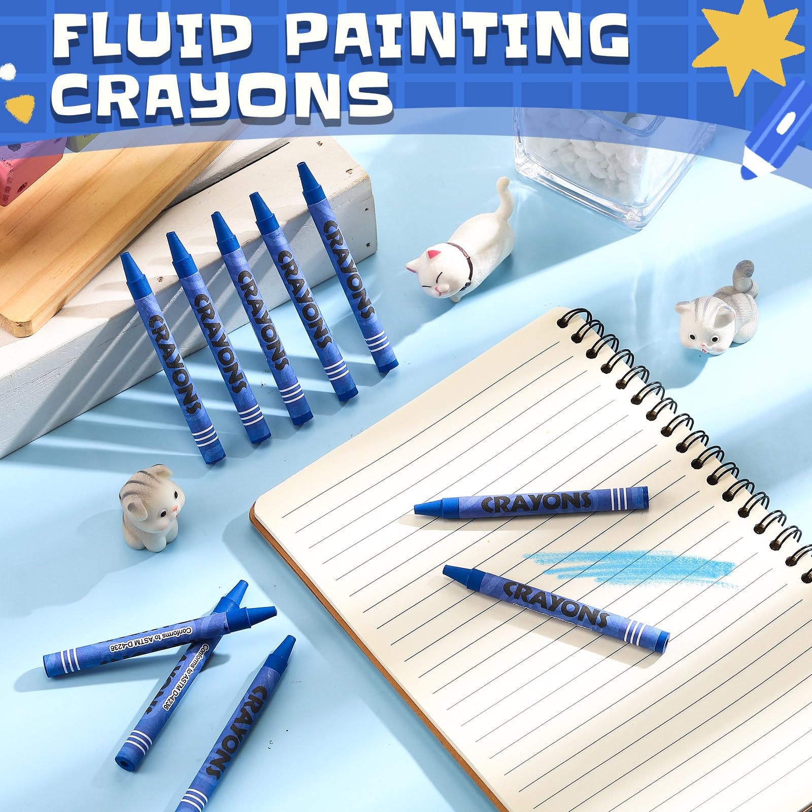 Bulk Blue Crayons - 100 Pack for Kids & Classrooms -3