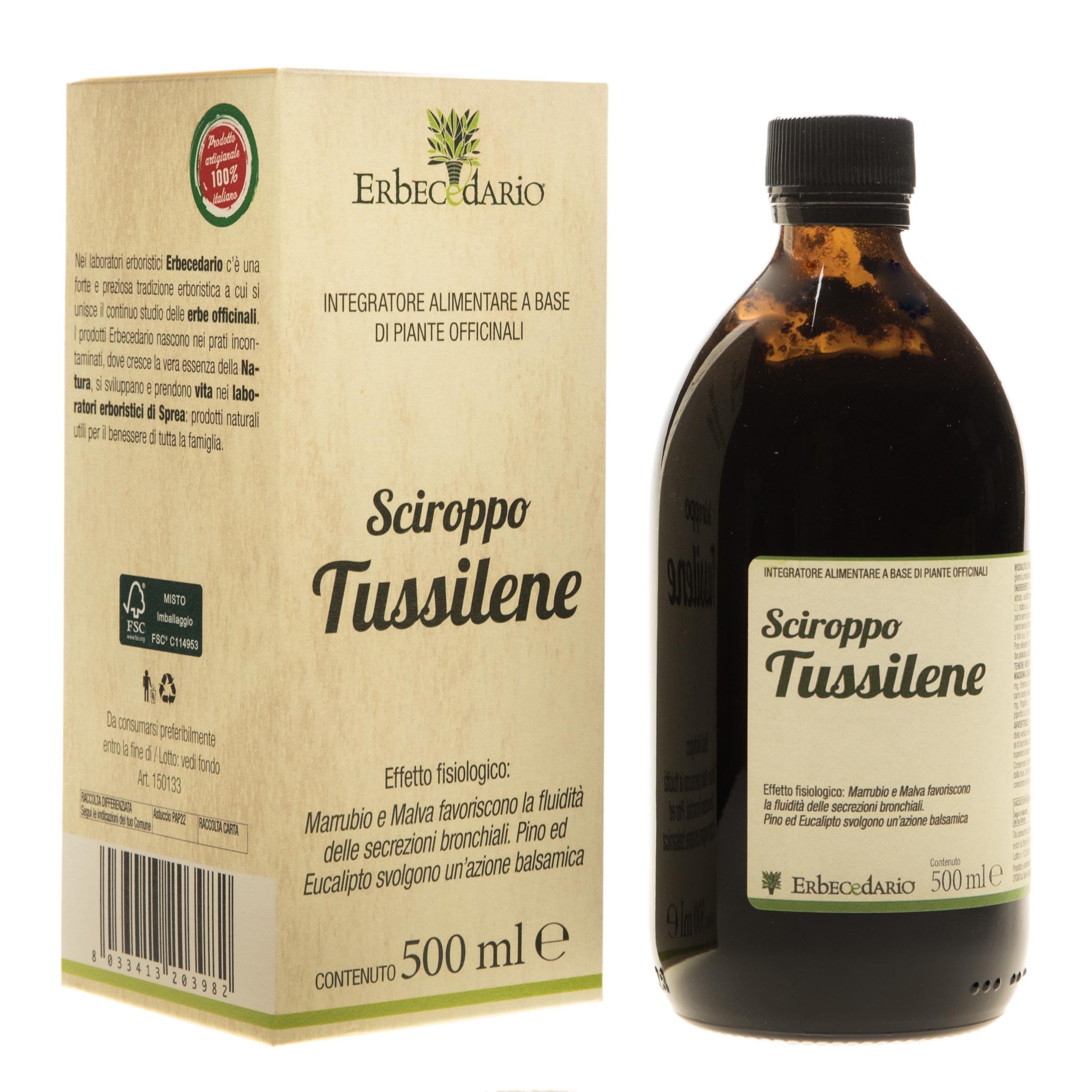 Sciroppo balsamico tussilene per adulti e bambini 500ml, sciroppo tosse con propoli e pino silvestre favorisce la fluidità delle secrezioni bronchiali - Made in Italy