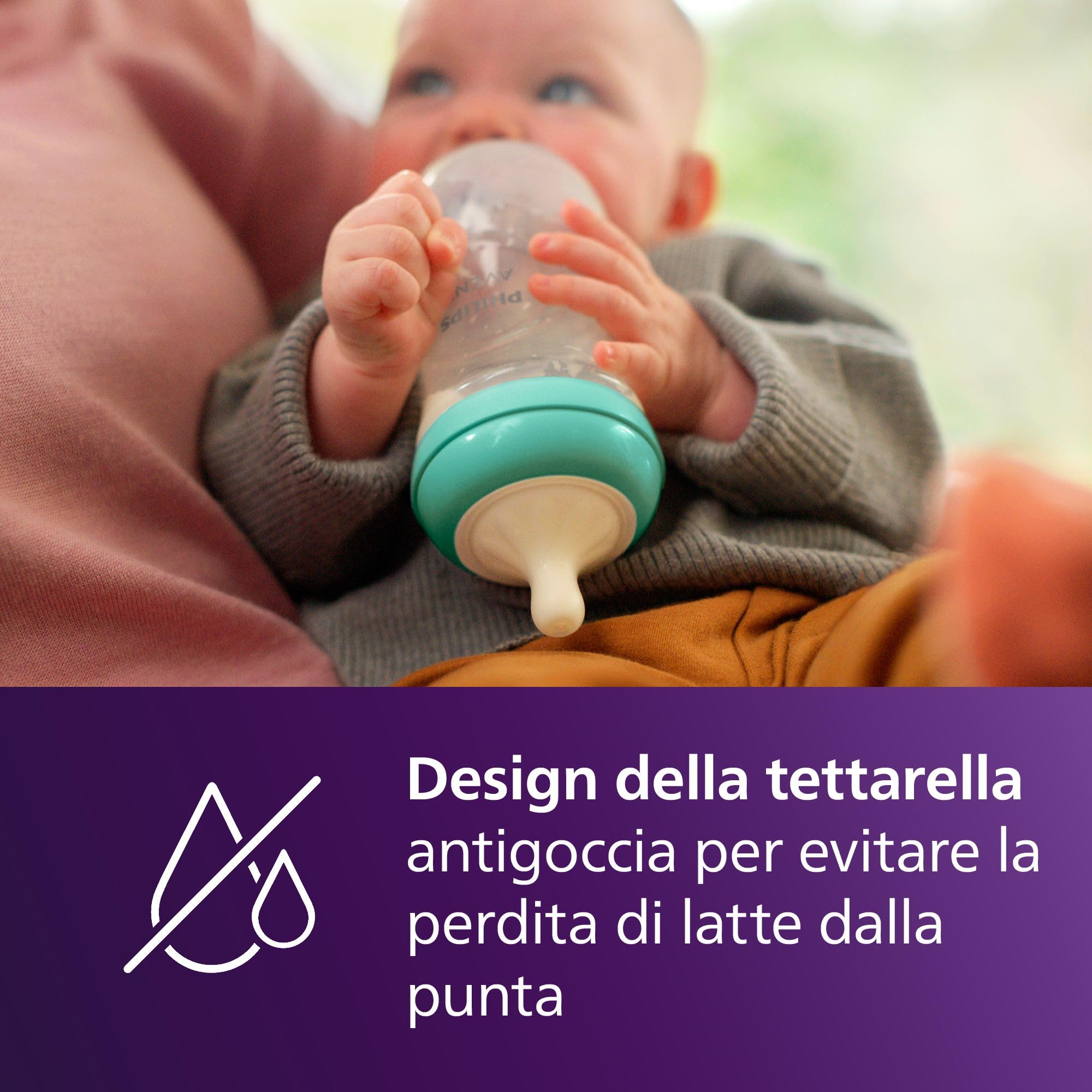 Philips Avent Natural Response Baby Bottle da 260°ml (9 oz) con tettarella a flusso medio (flusso 3), confezione da 3, con design tropicale, SCY903/73