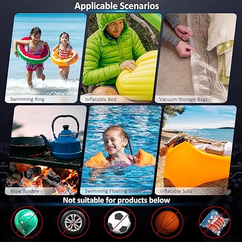 Miniatura 5 de Bomba de aire portátil 2 en 1 Mojimdo 4000 mAh recargable mini bomba de aire para inflables, inflado de 300 lminuto y desinflado de 4.5 kPa para