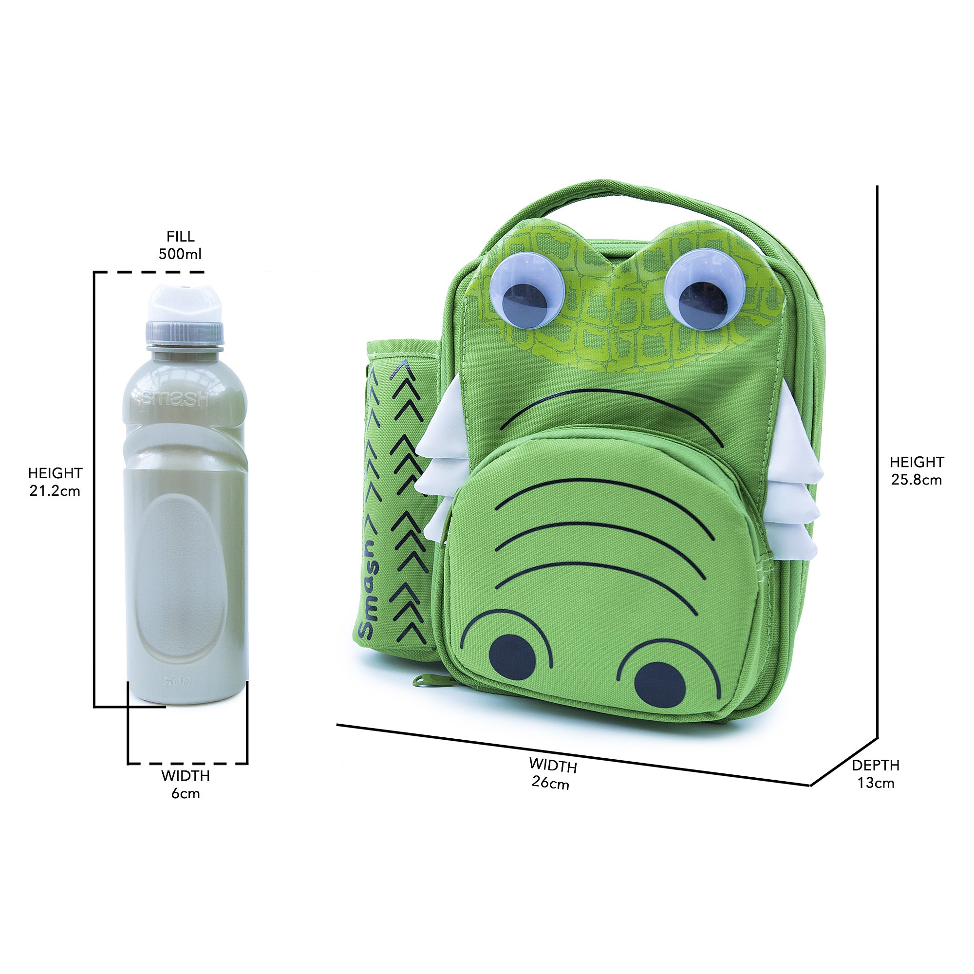 Smash Croc Insulated Lunch Bag and 500ml bottle Green Buy Online in