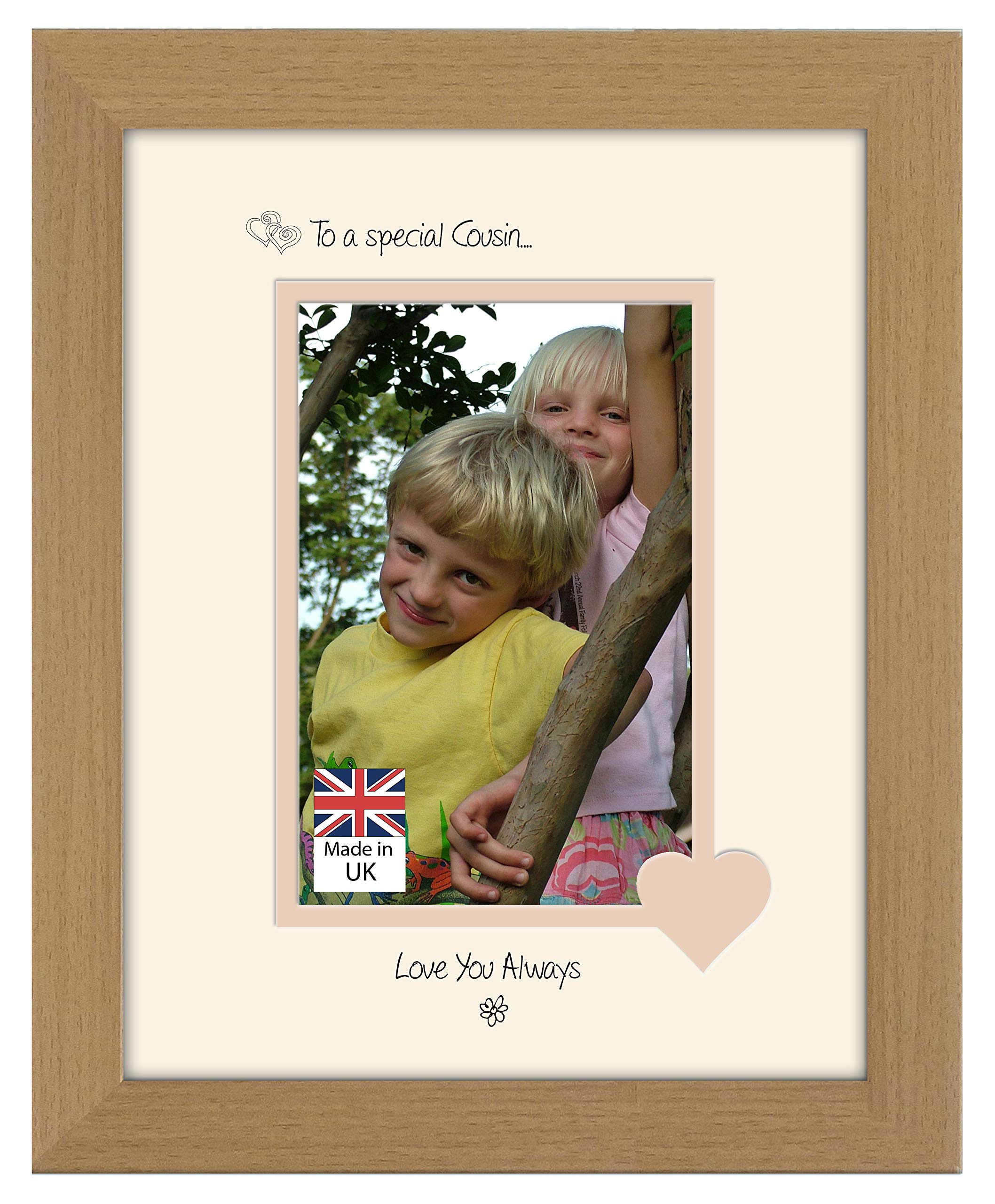 Photos In A Word Oak Finish Frame Cream Mount Beige Inside Cousin Photo Frame Special Cousin Love You Always Portrait 1072F Double Mounted Quality Gift (Oak Finish Frame Cream Mount Beige Inside)