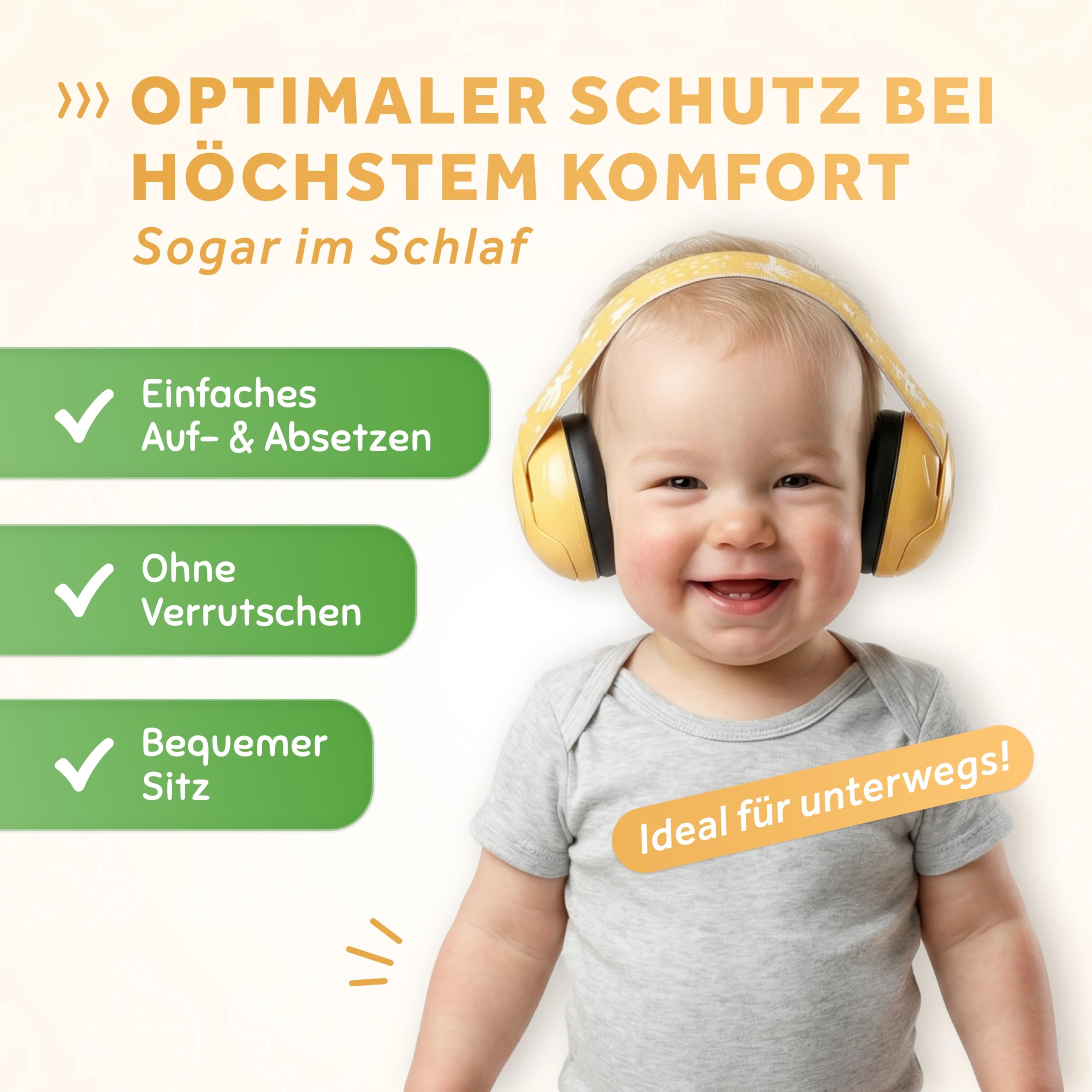 Schallwerk ® Mini+ (Lion Yellow) Gehörschutz Baby & Kinder – Lärmschutz Kopfhörer für Kleinkinder – Hochwertige Ohrenschützer & Hörschutz speziell für Babys