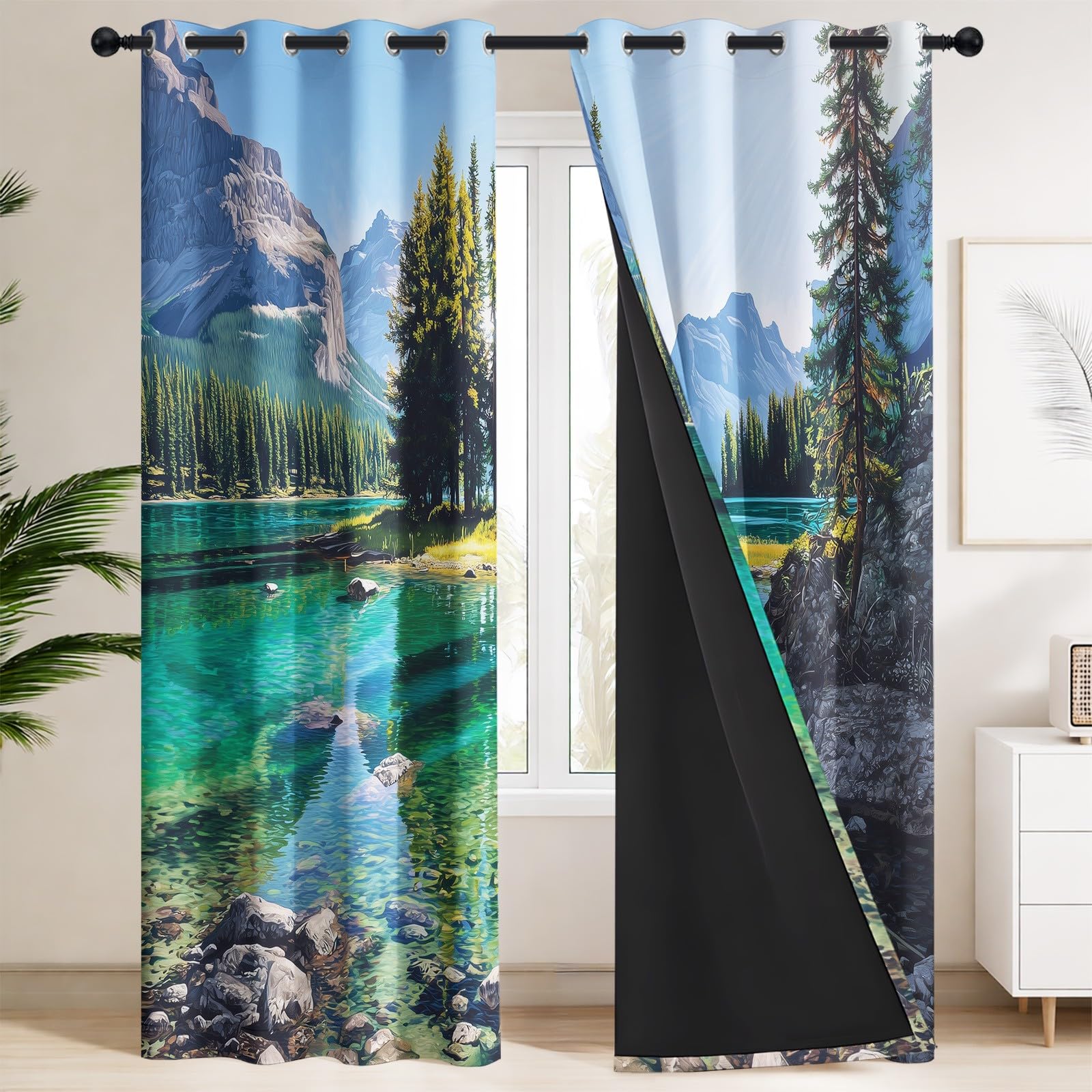 Malownicze zasłony zaciemniające do sypialni, szer. 140 x gł. 274 cm, 2