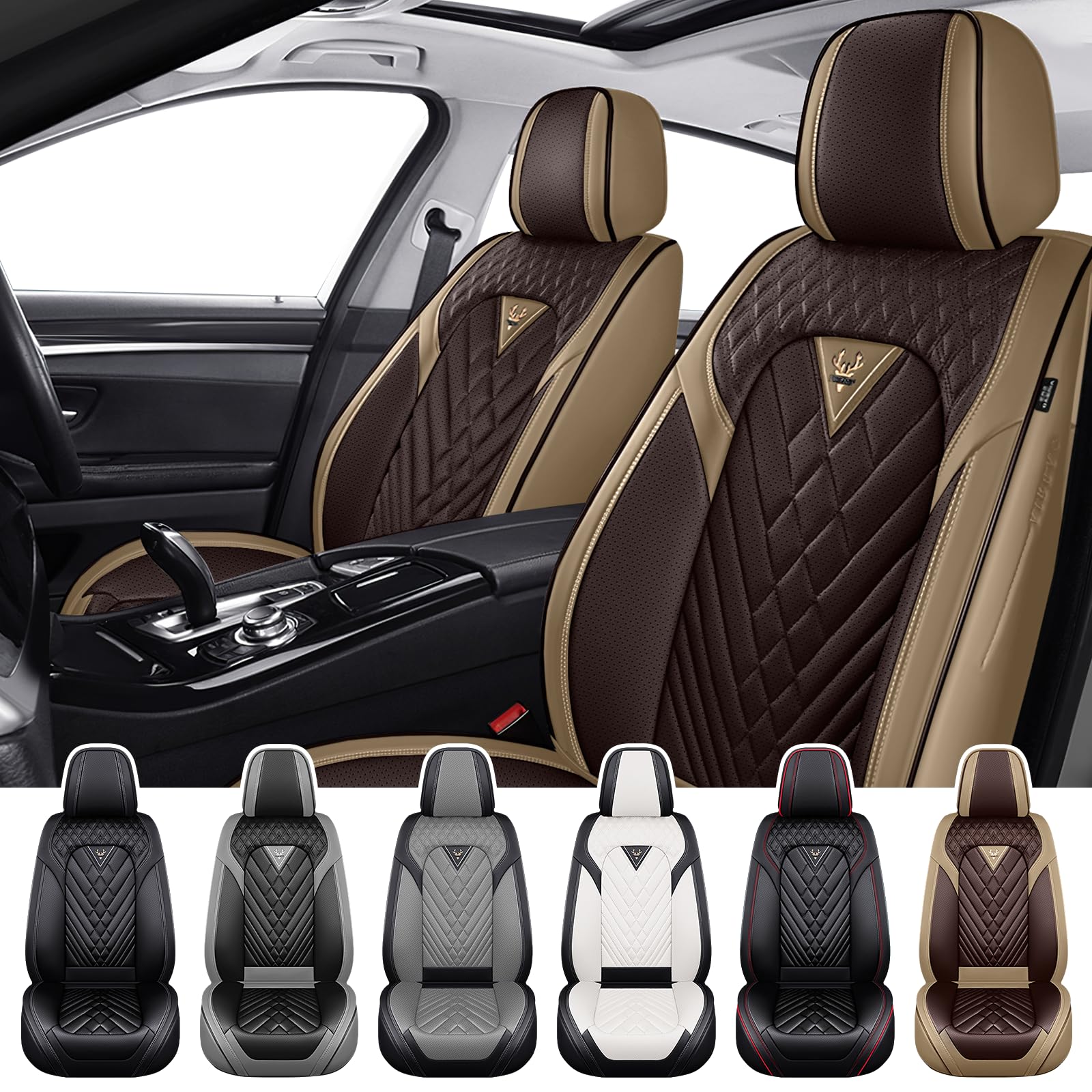Mascys Car Seat Covers for Honda Accord 2000-2026, Waterproof Nappa Leather Front Seat Cover, Anti-Slip and Comfortable Automotive Seat Protector&