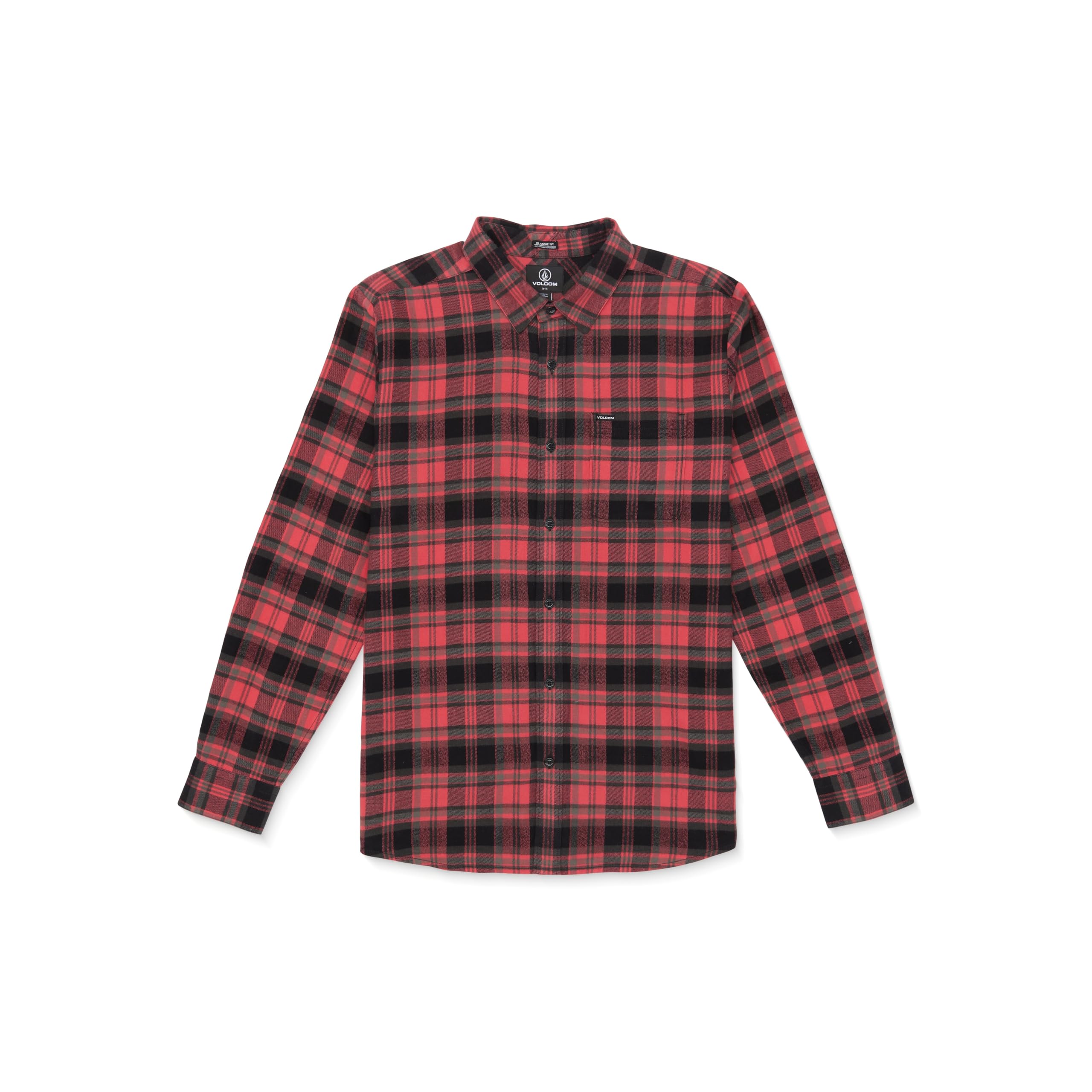 Volcom Men's Caden Plaid Long Sleeve Flannel Shirt – Button-Front, Soft Brushed Cotton