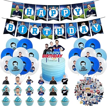 Amazon Com Ted Lasso Party Supplies Ted Lasso Birthday Party Decorations Supply Ted Lasso Theme Party Decorations The Ted Lasso Party Supplies For Girls With Happy Birthday Banner Cake Topper Balloons Stickers Toys