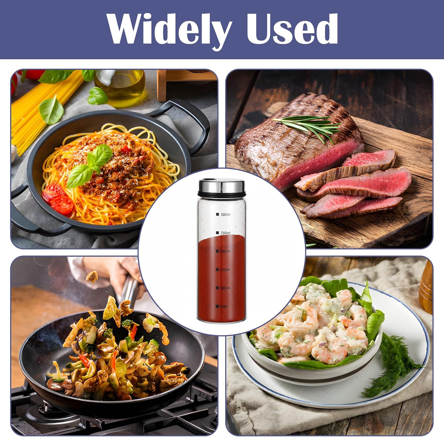 Kifmurase 4Pcs Salt Pepper Shakers with Adjustable Outlet Holes, 4 Sizes Clear Glass Shaker Bottles, Salt Shakers for Kitchen, Spice Seasoning Cans for Kitchen Decor Home Restaurant BBQ Camping