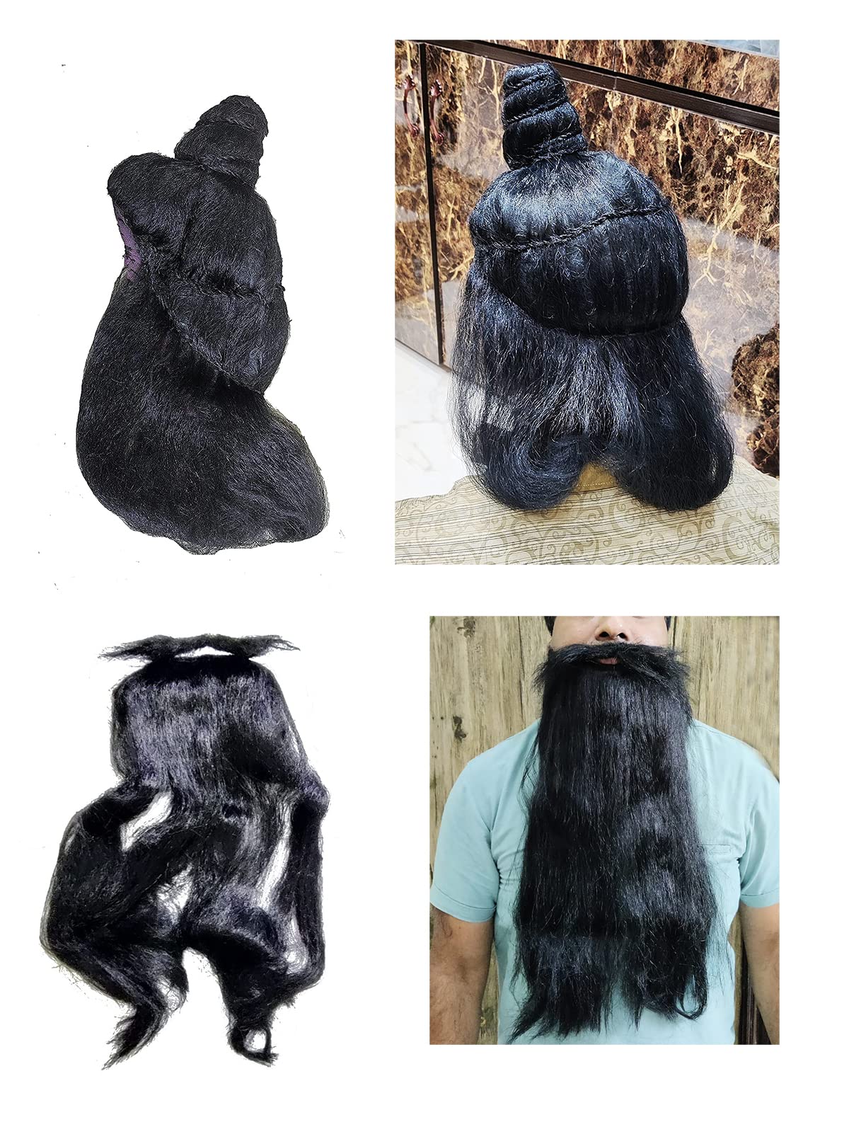 Mythological Stage show Rishi Muni Ramleela Character hair wig and beard for teenager and kids above age 12 years free size wig and dhadhi mooch set