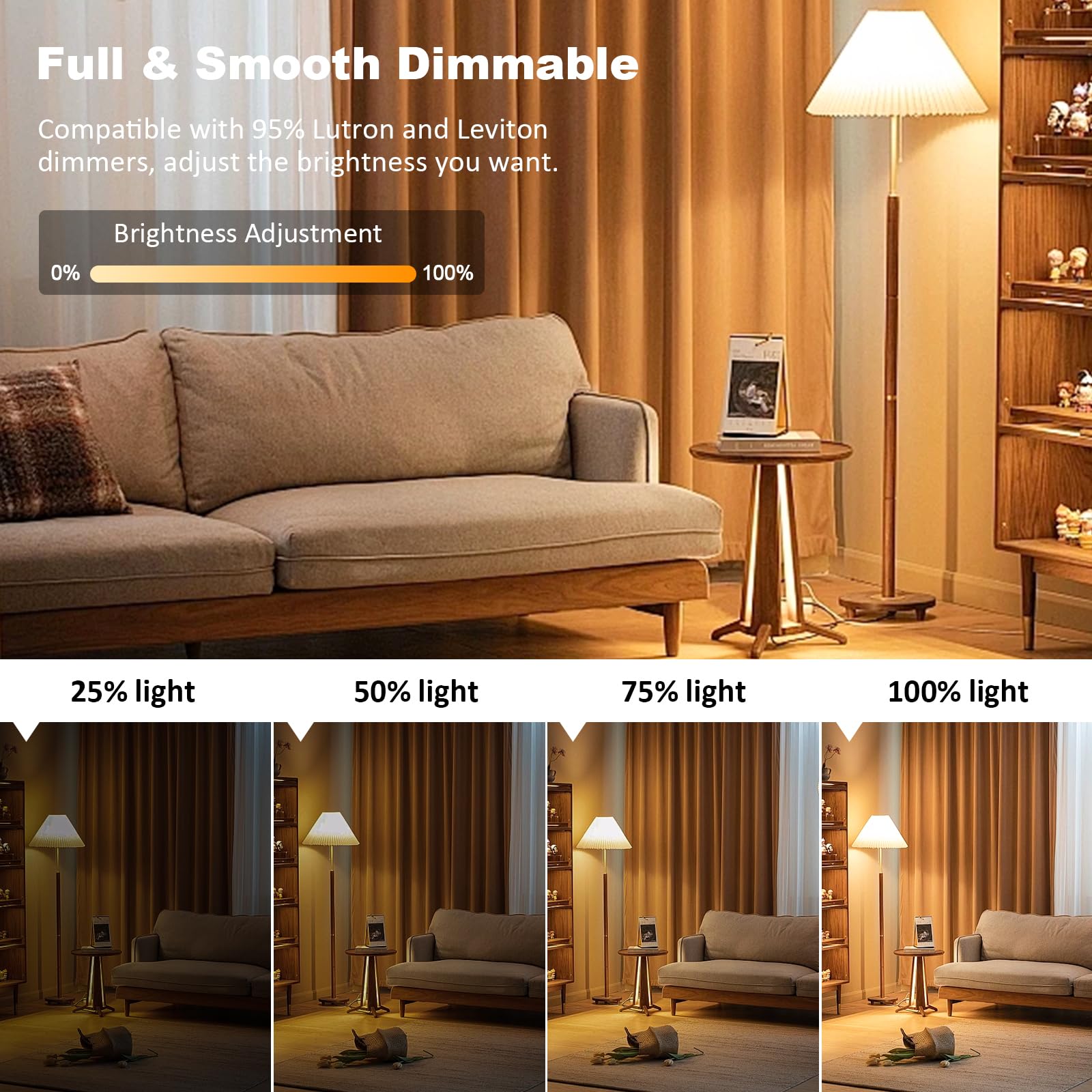 A19 Vintage LED Edison Light Bulbs 40 Watt Equivalent Dimmable E26 4W LED 2200K Amber Warm Light Bulbs — view 6