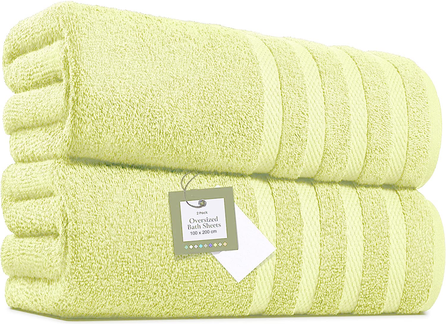Lemon Pack Of 2 Extra Large Bath Sheets (100 X 200 Cm-600 Gsm) Pure Egyptian Cotton Big Body Wrap Bath Sheet Towels For Bathroom,Beach, Pool (, Cotton)