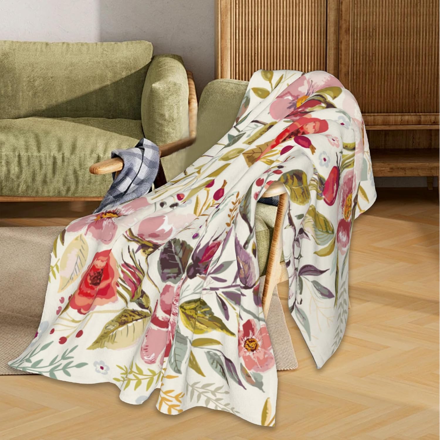 Wildflowers Floral Blanket, Botanical Floral Soft Lightweight Throw Blanket for Sofa Couch Bed Room 50x60 inch