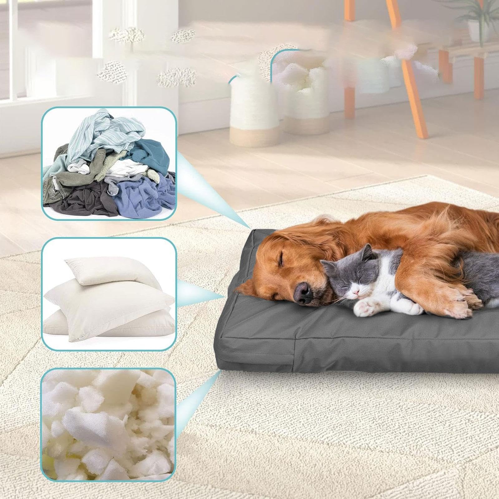 KESOTO Copertura per Cuccia Canina in Tessuto Oxford Lavabile, Coprimaterasso di Ricambio Impermeabile per Animali Domestici per Uso in Auto, in Gabbia O in Cuccia per Cani, 102 Cm X 69 Cm X 10