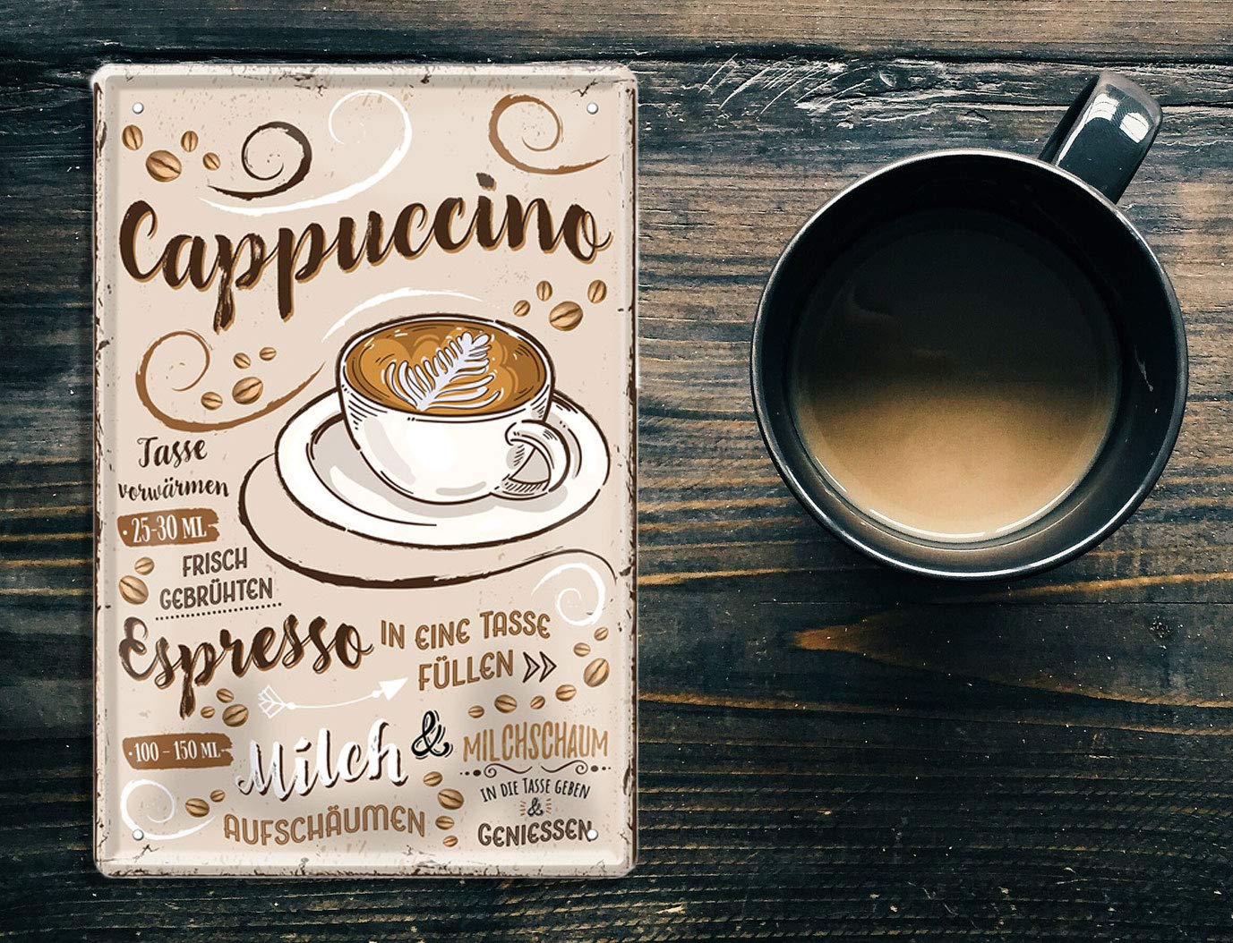 schilderkreis24 Targa in metallo con scritta in lingua inglese Cafe au Lait caffè, decorazione per espresso, caffetteria, ristorante, bar, caffetteria 20 x 30 cm