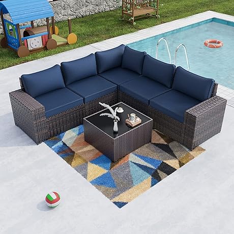 Kullavik Big and Tall Outdoor Furniture : 6 pcs Patio Sectional Sofa...