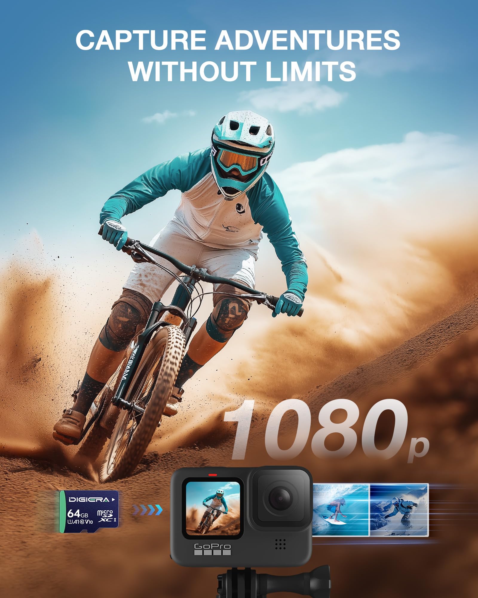 Carte mémoire microSDXC UHS-I CT100 64 Go Adaptateur 100 Mo/s C10 U1 V10 A1