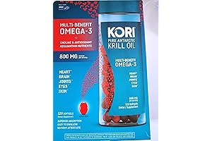 Kori Pure Antarctic Krill Oil Omega-3 for Joint Health, Brain Function, and Heart Support