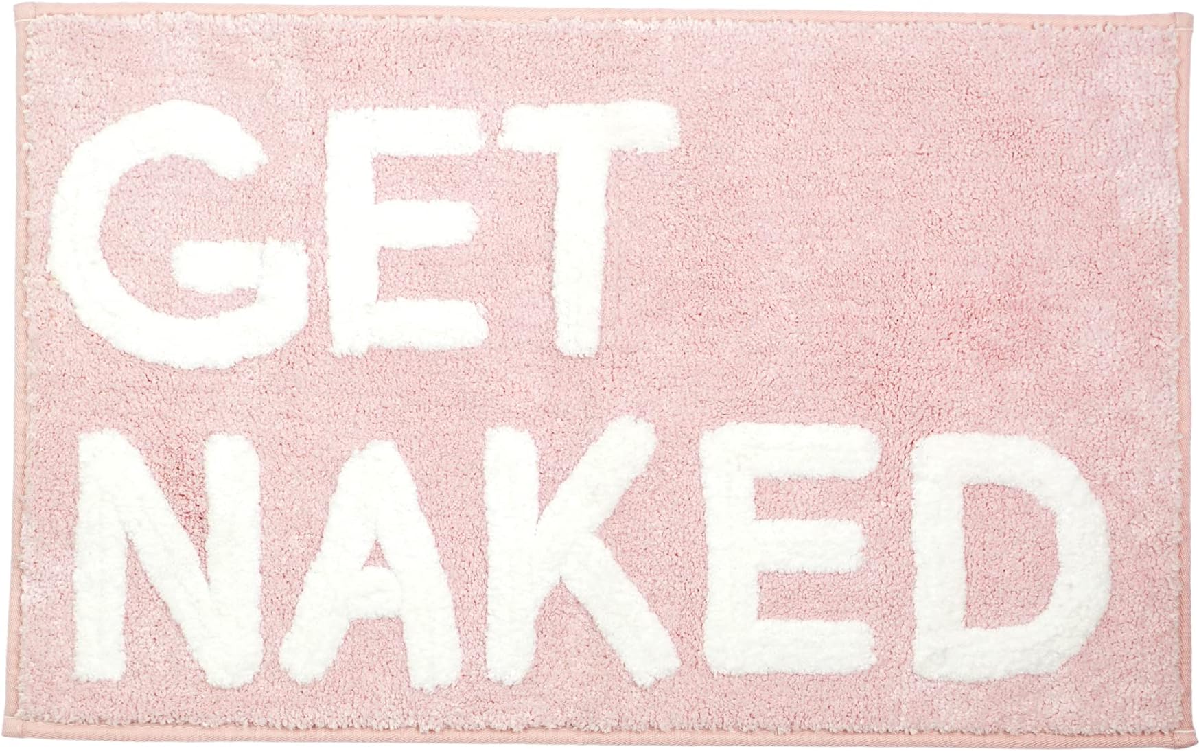 LABEND HOME Pink Get Naked Rug - Shower Curtain Set - Funny Peach Bathroom Decor Signs Rugs - Cute Fun Bath Mat - Blush Pink Bathroom Accessories - Washable