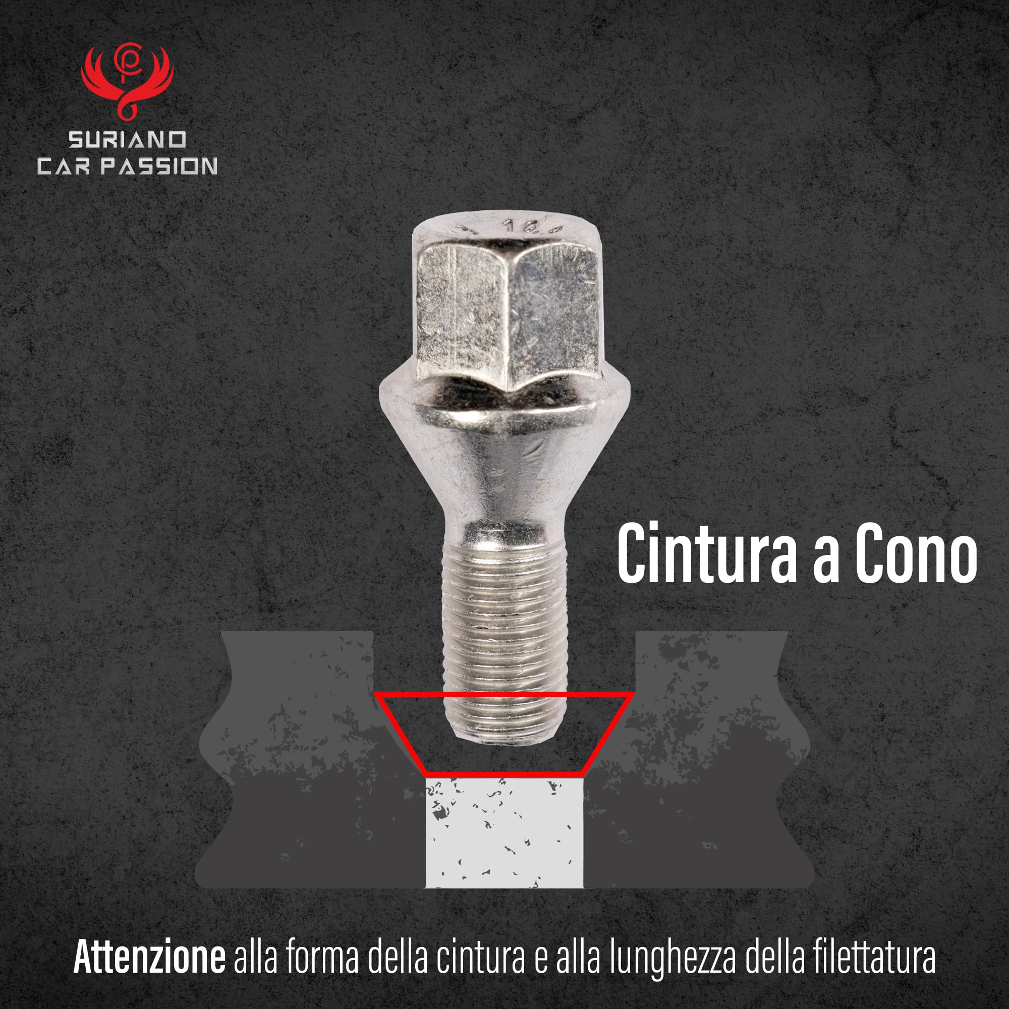 Kit 20 bulloni ruota Compatibili con Jeep Renegade dal 2014 e Compass (solo dal 5/2020 in poi) Fissaggio ruote cerchi in acciaio e in lega M12x1,25