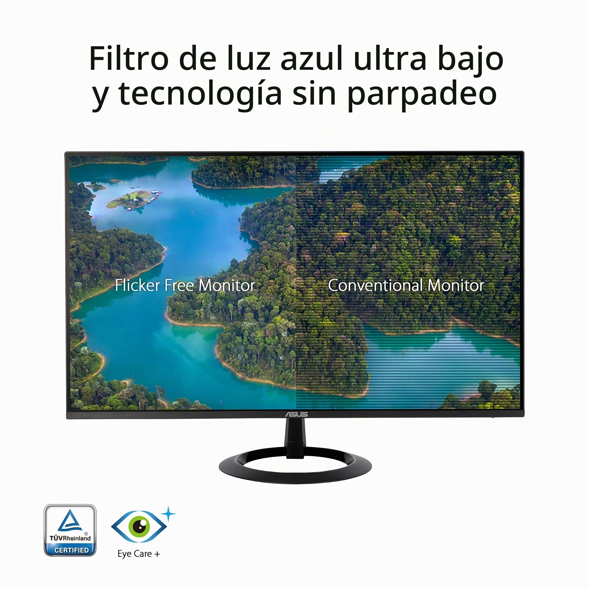 ASUS VZ24EHF Eye Care Monitor Gaming 24 pulgadas (IPS, Full HD, sin marcos, 100 Hz, sincronización adaptativa, 1 ms MPRT, HDMI, baja luz azul, sin parpadeos, montaje en pared)