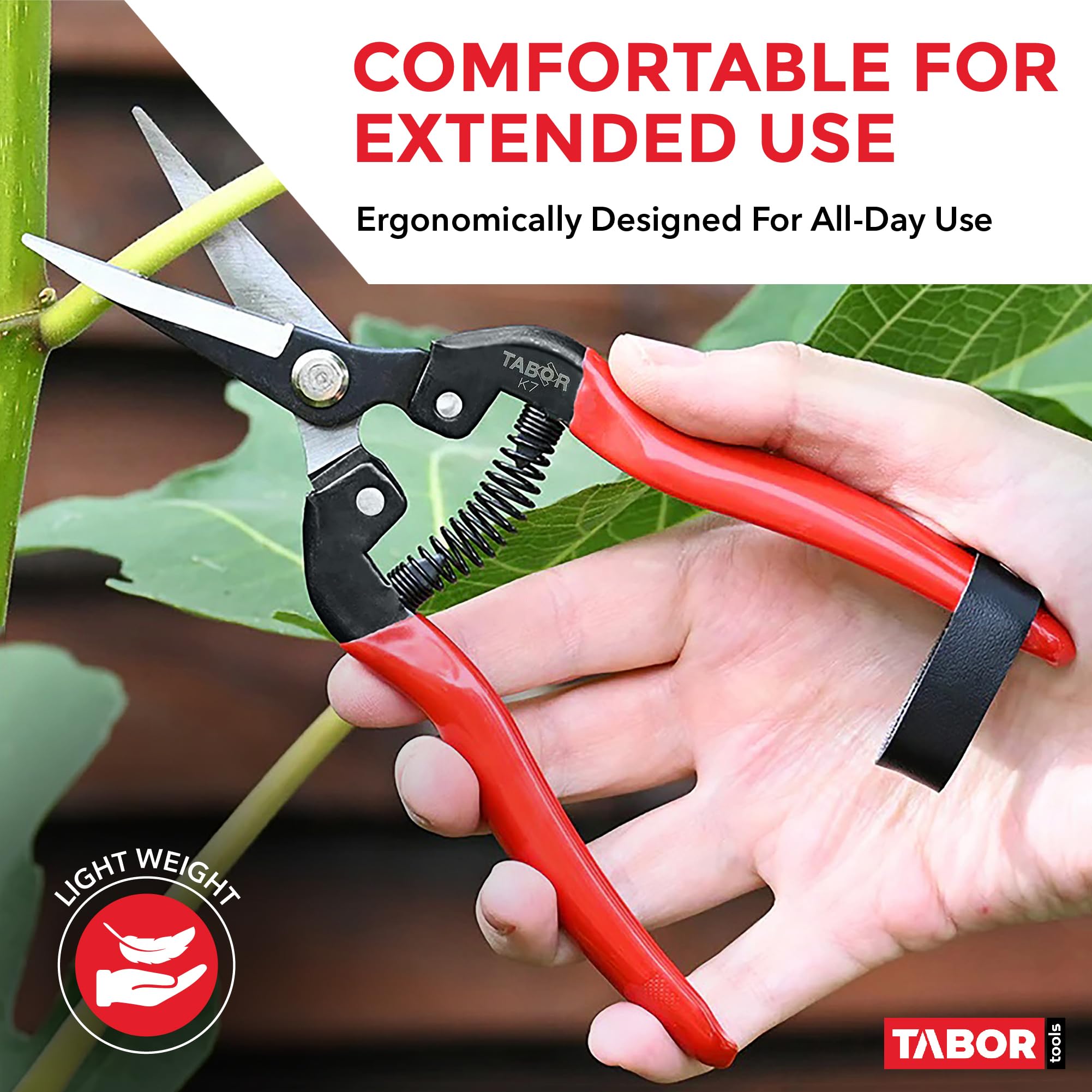 TABOR TOOLS K7E Gerade Gartenschere, kompakte Multi-Gartenschere, Mini-Blumenschere, Floristenschere, Ernteschere, Floristikschere, Leseschere, Traubenschere
