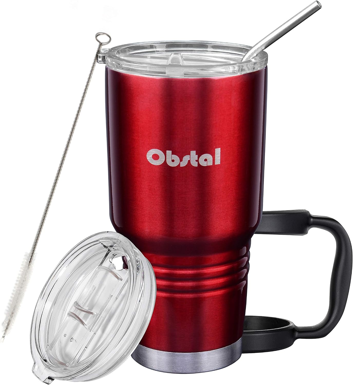 Obstal 30oz Tumbler Stainless Steel Insulated Travel Mug, Double Wall Vacuum Durable Insulated Coffee Cup with Splash Proof Sliding Lid, Straw, Cleaning Brush, Gift Box Set