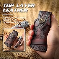 Vista 3 de Generic Bolsa plegable de cuero para cuchillos con funda plegable para cuchillos de 4 pulgadas y anillo para cinturón