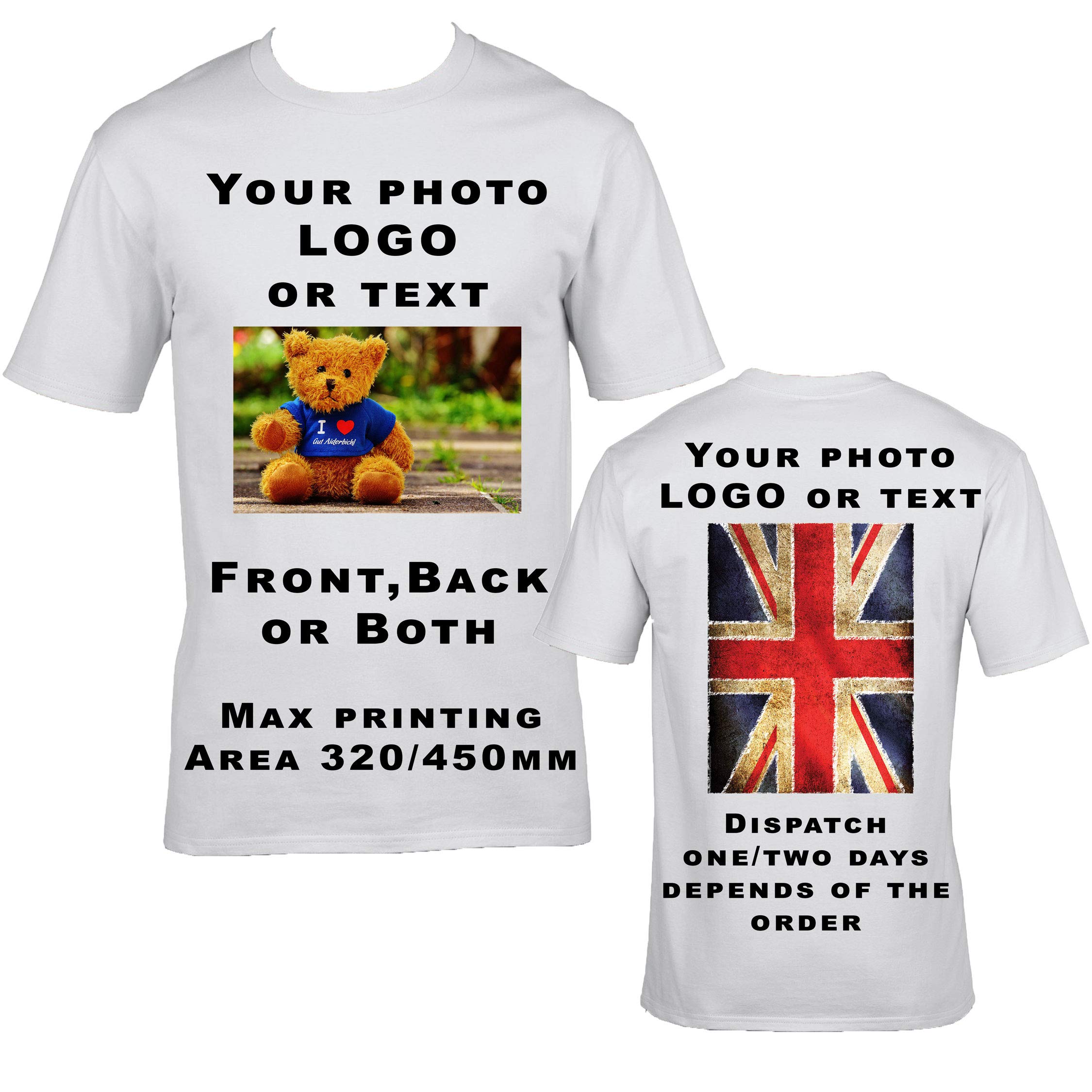 T-Shirts, Personalised Tees, Front & Back Print, Great for Gifts, Workwear, Uniform & Events!
