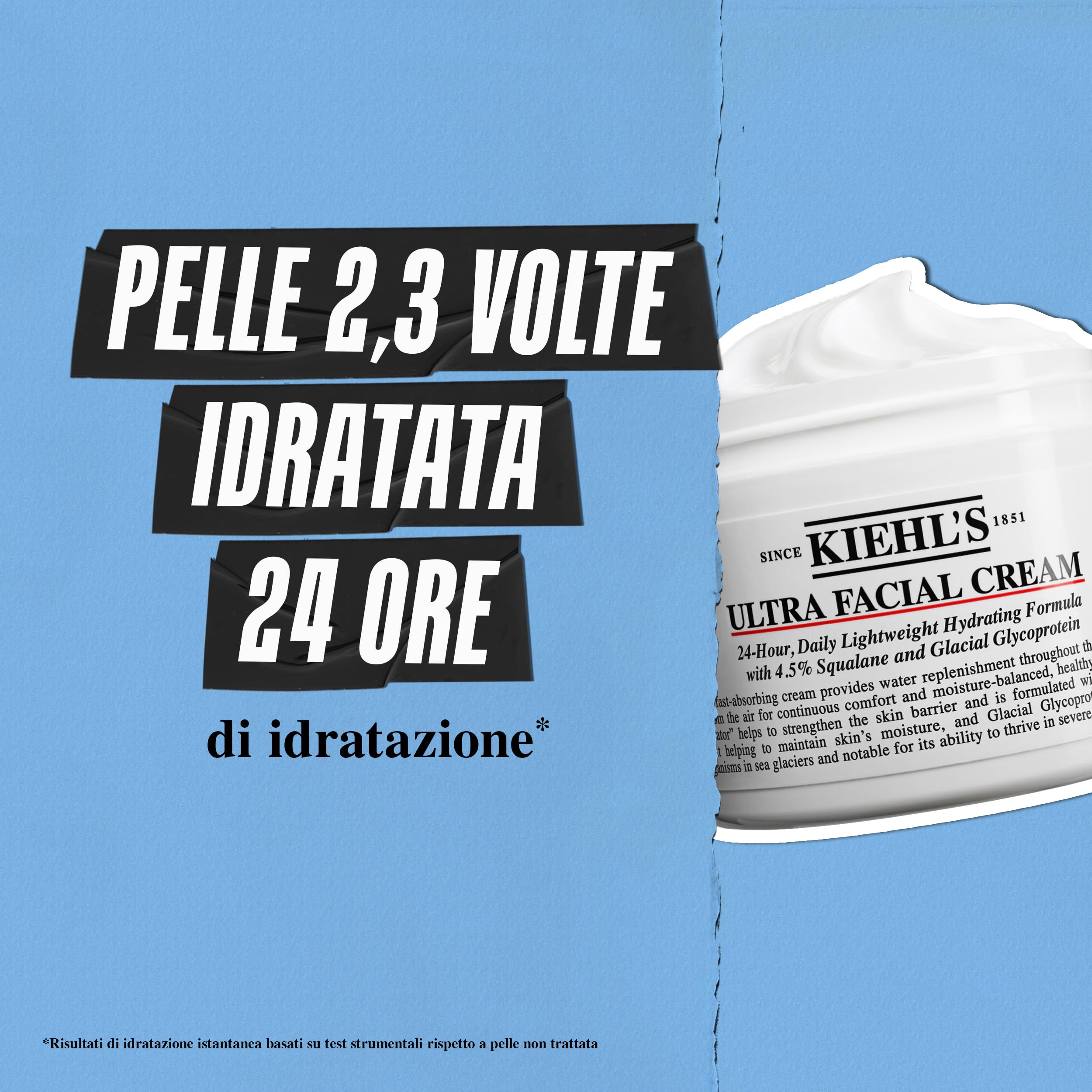 KIEHL's Ultra Facial Cream, Crema Viso Idratante, Per Tutti i Tipi di Pelle, 72H di Idratazione, Con Squalano, Glicoproteina Glaciale e Pro-Ceramidi, 125 ml + Crema contorno occhi all'avocado 7 ml