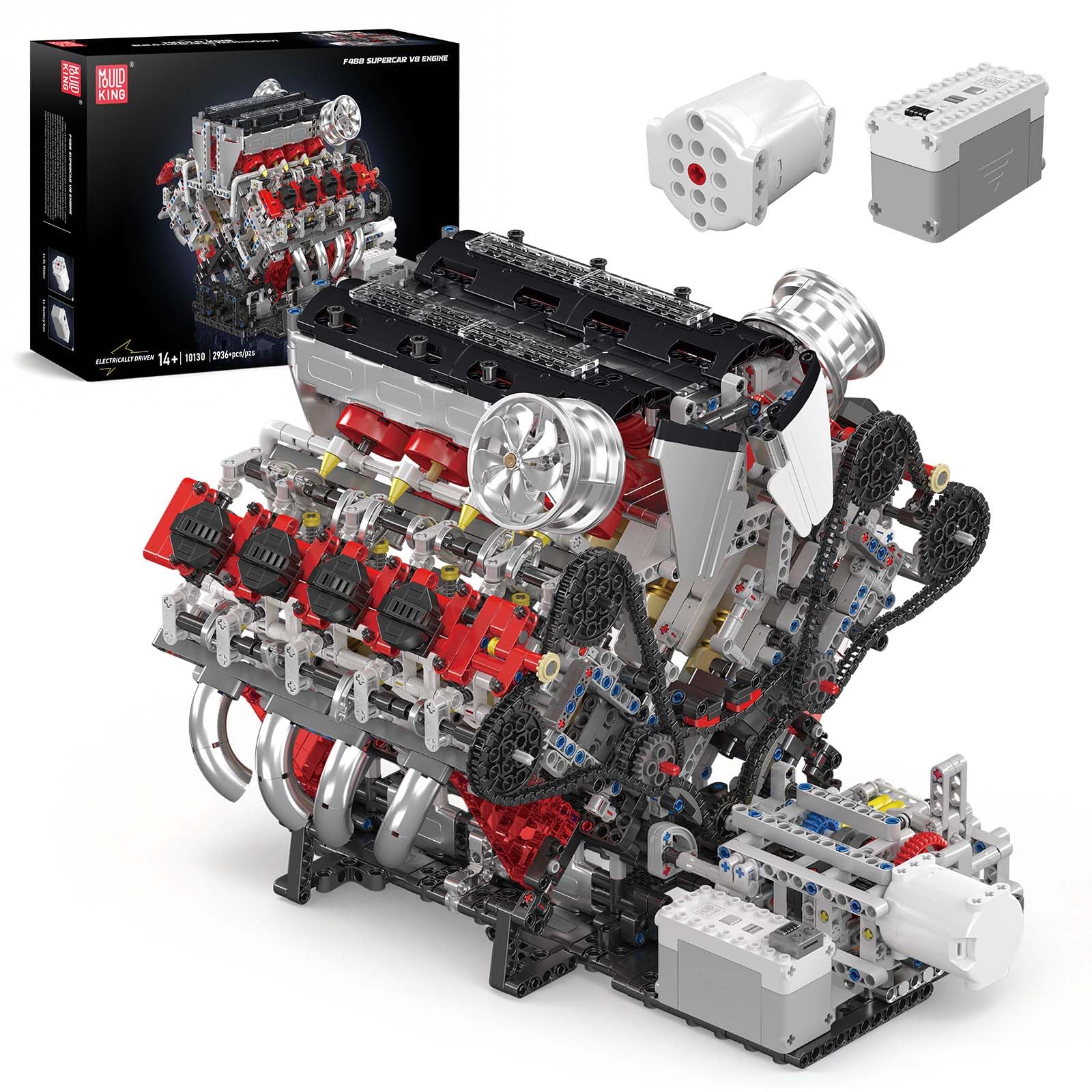 Amazon.co.jp: Mould King 10130 MOC テクニック F488（V8）8気筒