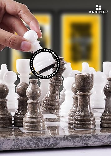 Miniatura 4 de RADICALn Juego de ajedrez de mármol gris oceánico y blanco con peso popular juego de ajedrez para adultos – Nuevo torneo estilo clásico de regalo –