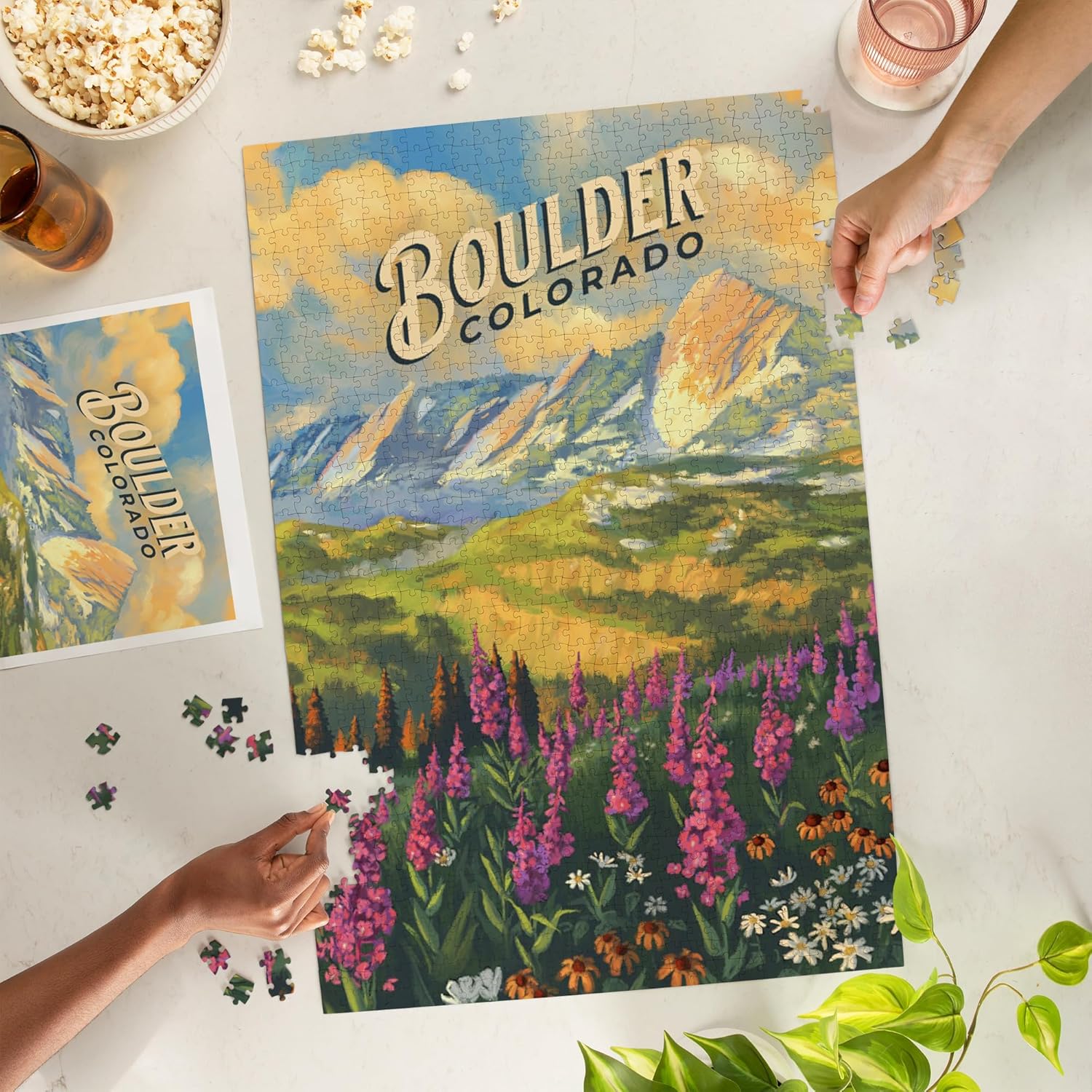 Lantern Press Boulder, Colorado, Flatirons, Oil Painting 1000 Piece Jigsaw Puzzle for Adults, Made in USA with Reference Poster