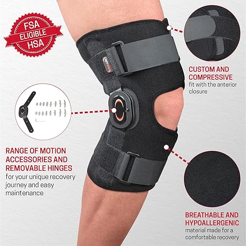 Miniatura 4 de Rodillera con bisagras Rally  Rodilleras totalmente ajustables para aliviar el dolor de rodilla  Rodilleras cómodas y transpirables con bisagras