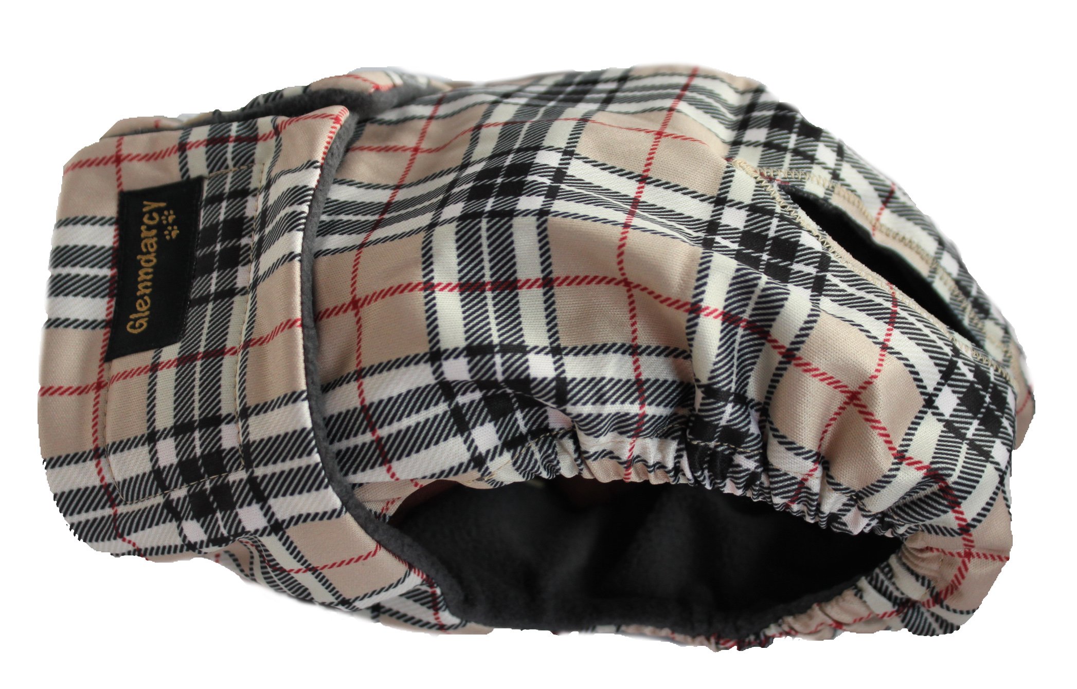 Glenndarcy Female Dog Season Nappy - Waterproof Fabric (Size XXL Pants and 2 Washable pads, Camel Stewart) — image 1