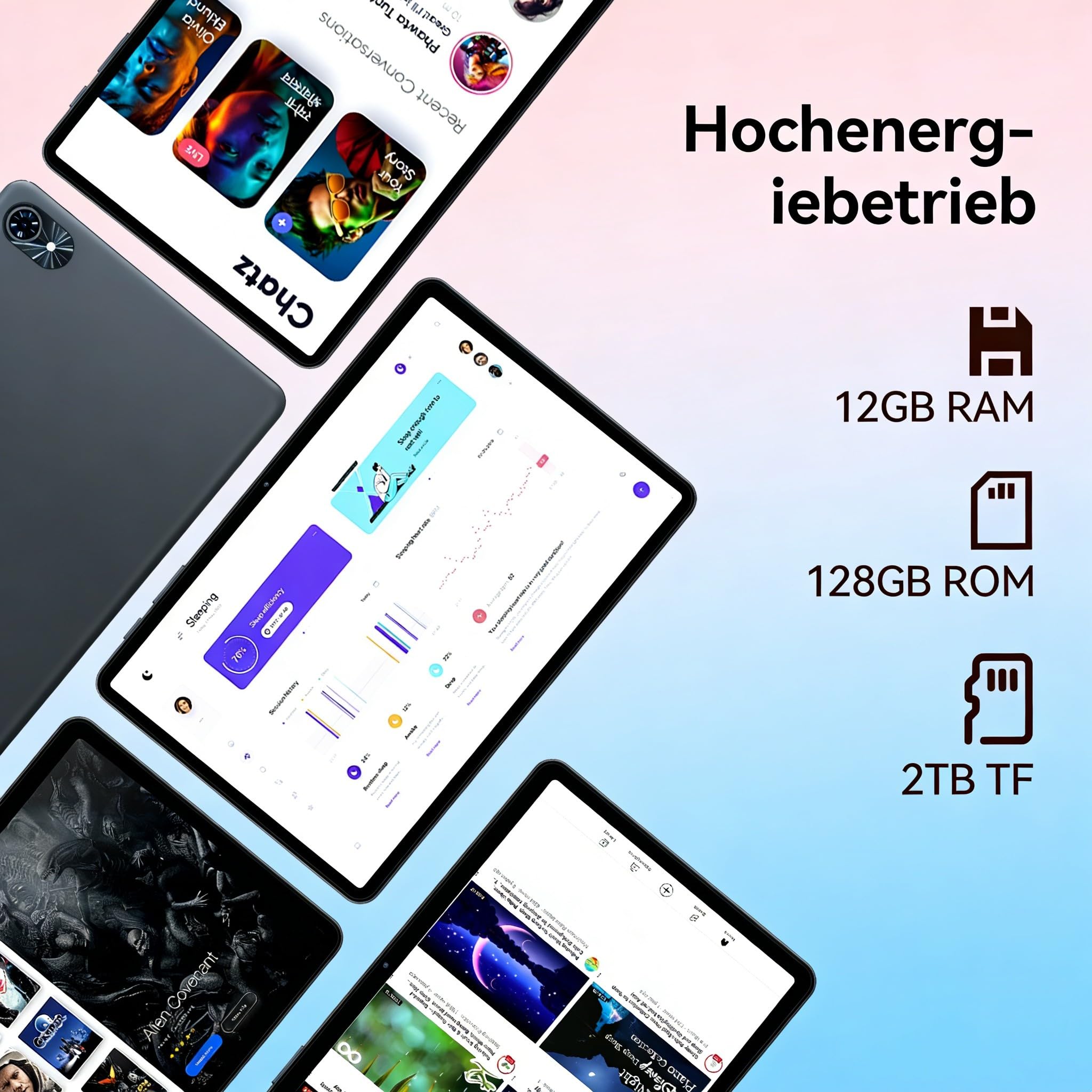 TABWEE Android 15 Tablet 10 Zoll - 12GB RAM+128GB ROM, Gaming Tablet