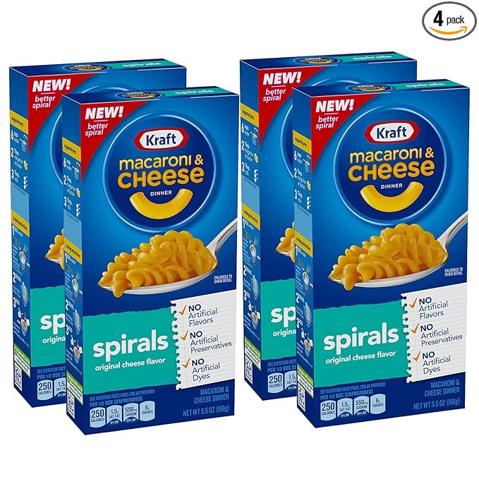 Kraft Macroni and Cheese Dinner, Spirals Pack of 4, x 156 g