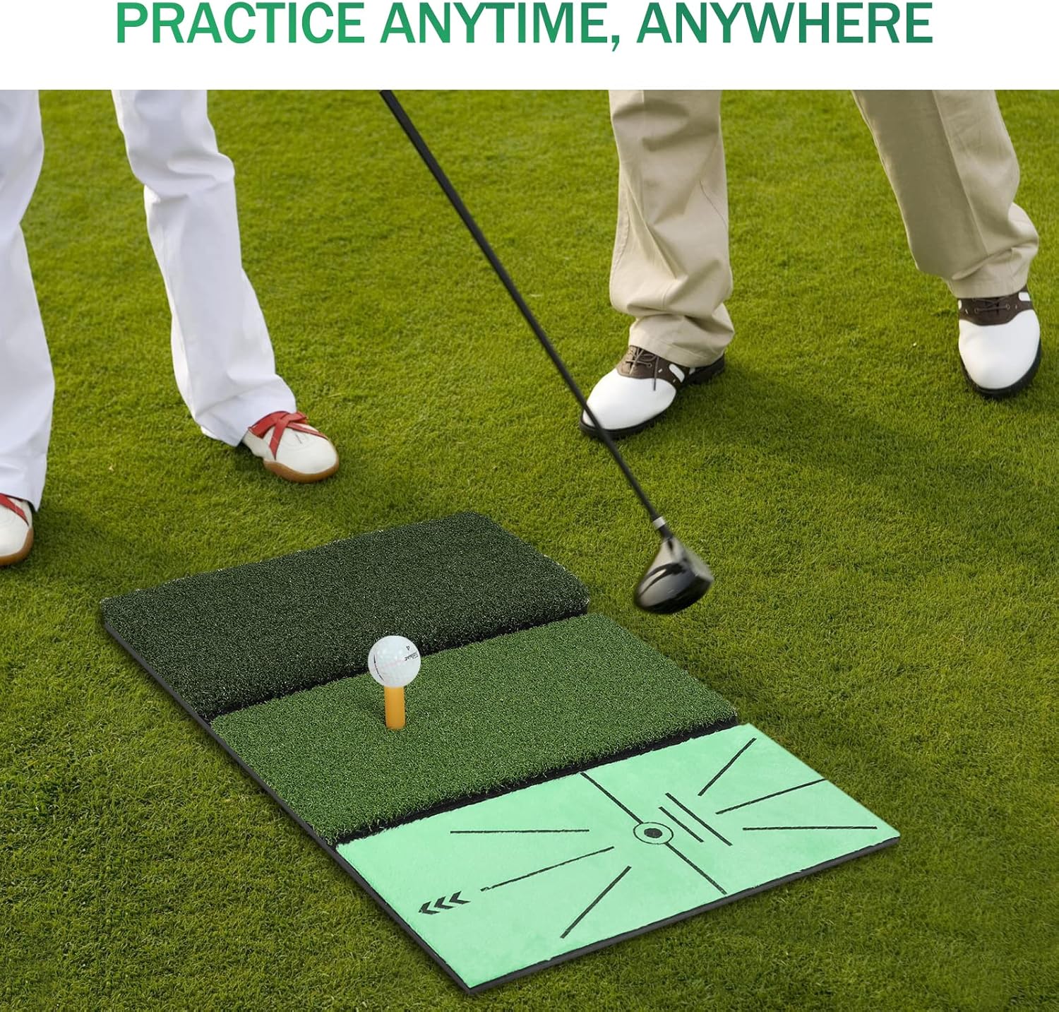 NEWCARE Golf Hitting Mat,3-in-1 Foldable Grass Mat- Practice Tri-Turf Chipping Swing Detection Aid Batting Mat Golf mat for Backyard,Portable Hitting Surfaces for Driving and Putting Golf Training : Sports & Outdoors
