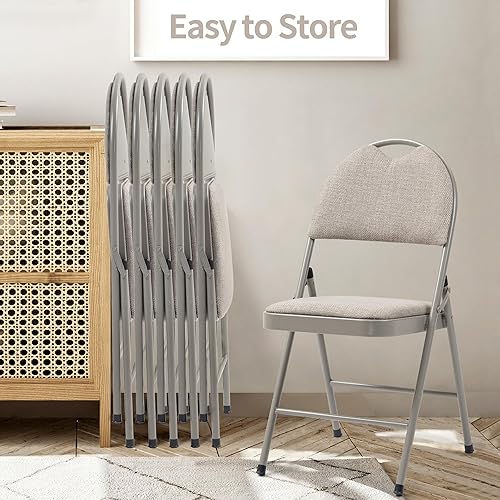 Miniatura 6 de HOMEFUN Sillas plegables con cojín, sillas plegables acolchadas, paquete de 6, asiento de comedor plegable portátil y ensamblado para invitados,