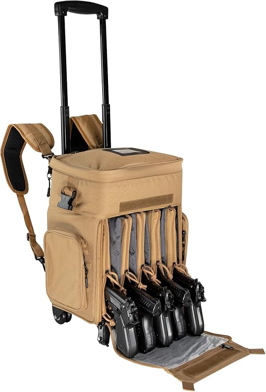 ‘Apollo2’ Tactical Handgun Rolling Range Bag with Wheels Pistol Case Gun Range