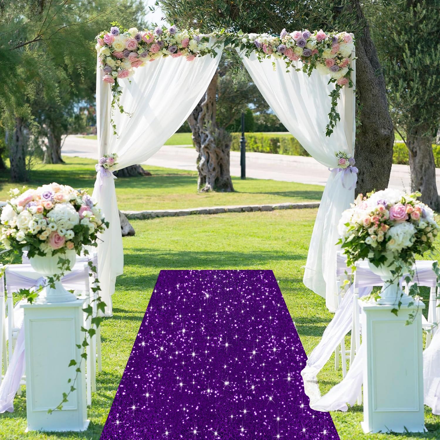 OMKSIH Purple Carpet Runner for Party Wedding Aisle Runners 2x15FT Sequin Aisle Runner for Wedding Ceremony Glitter Aisle Runner Rug Outdoor Carpet Runner for Wedding Bridal Shower Party Decorations