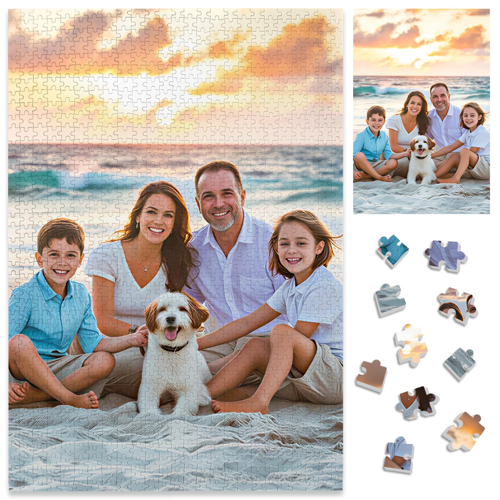 Personalised Jigsaw Puzzles with Your Photo,1000 Pieces Jigsaw Puzzles for Adults,50x75cm Wooden Custom Puzzle,Personalised Memorial Gifts for Family,Friend,Pet,Wedding,Birthday,Graduation