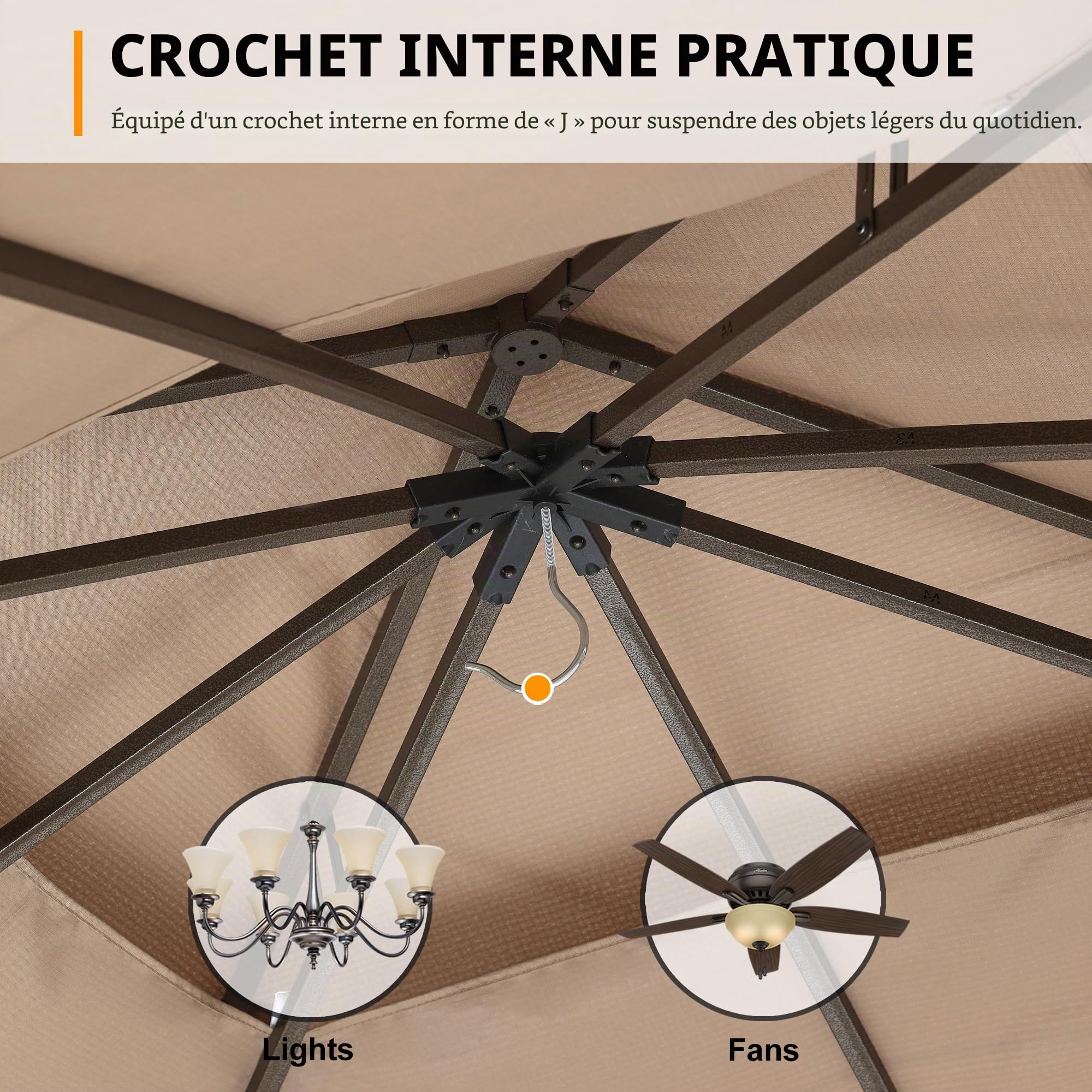 ABCCANOPY Tonnelle de terrasse robuste 2,4 x 2,4 m avec moustiquaire