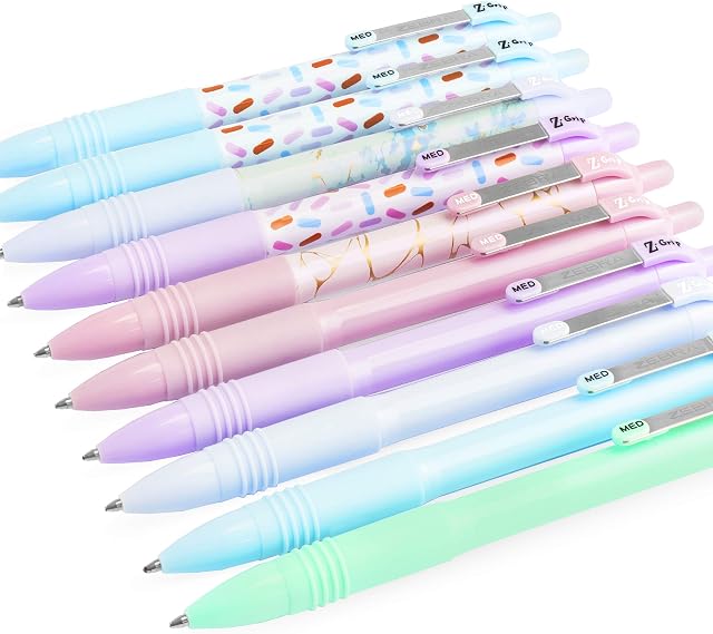 Zebra Z-Grip Smooth Sweetie/Blush Ballpoint Pen - 1.0mm - Black Ink - Assorted Barrels - Pack of 10