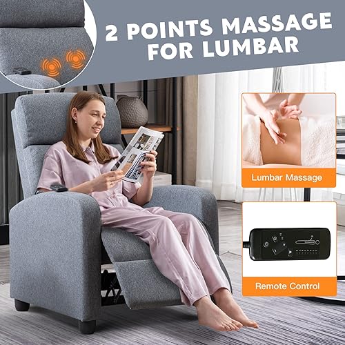 Miniatura 4 de Phoenix Home Nuevo modelo de masaje, moderno sofá individual acolchado con respaldo y cojín de asiento grueso, silla reclinable de piel sintética