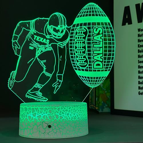 Miniatura 10 de Brigifits - Jugador de luz nocturna de fútbol de Texas, para niños, niñas, adolescentes, adultos, fanáticos de fútbol que cambia de color,