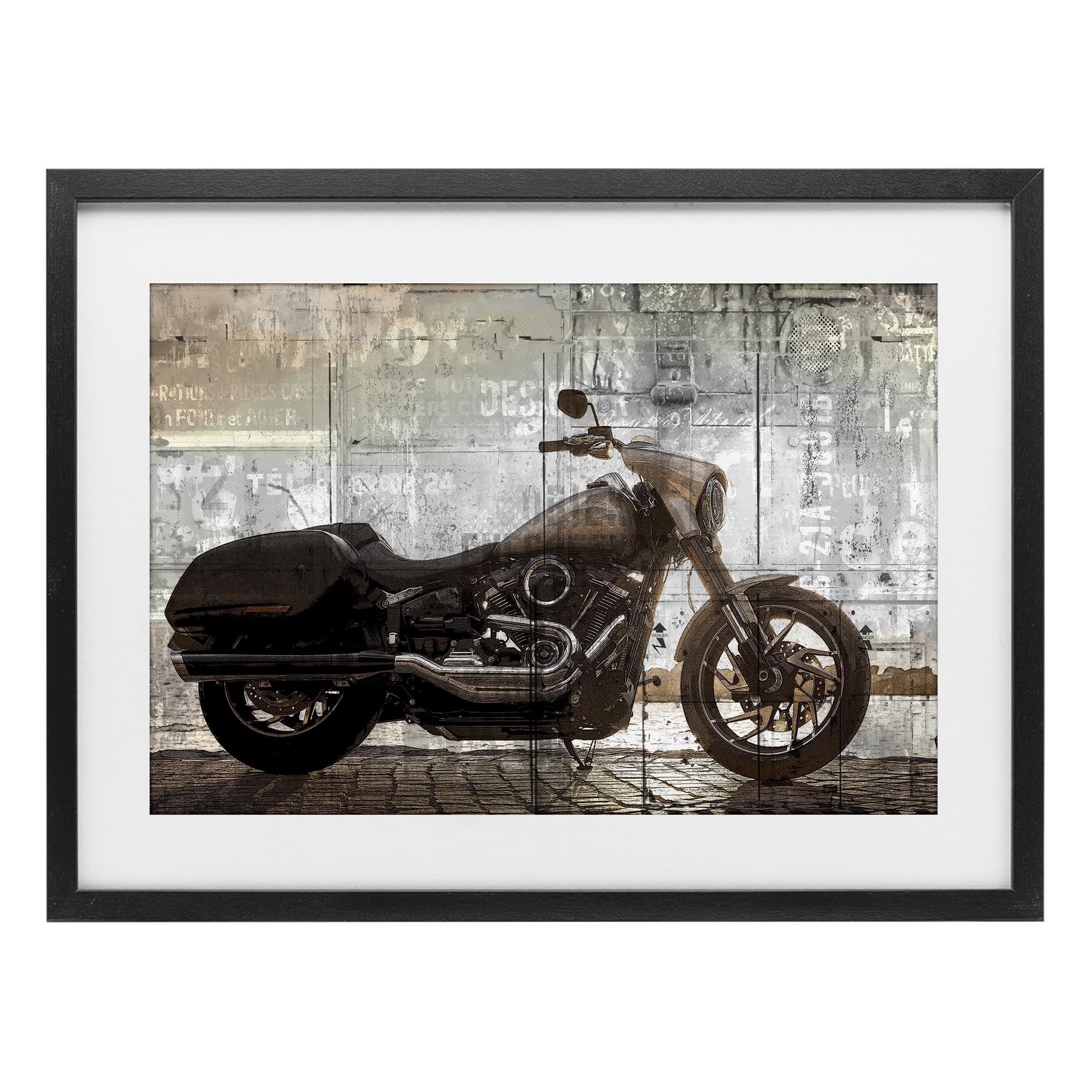 'Sunset Ride Motorcycle'| Framed Print Under Glass