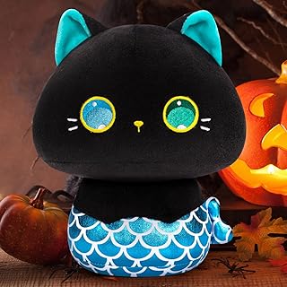 8 Inch Mushroom Plush, Cute Cat Plush Pillow Soft Plushies Squishy Throw Pillow, Kawaii Mermaid Black Cat Stuffed Animals Kawaii Plush Toys Decoration Gift for Girls Boys