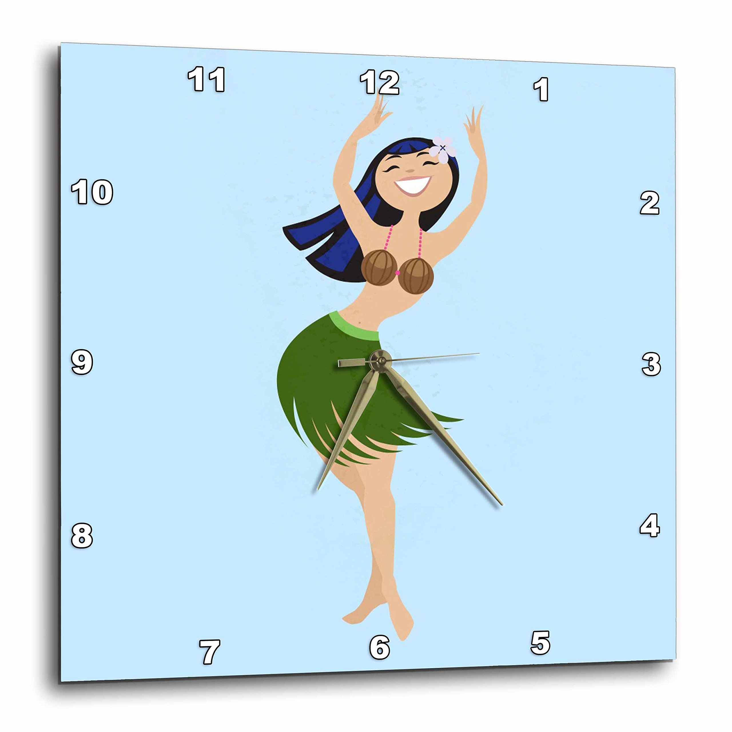 Horloge hula girl bleu 3dRose pour égayer un mur vide et sombre sans encombrer