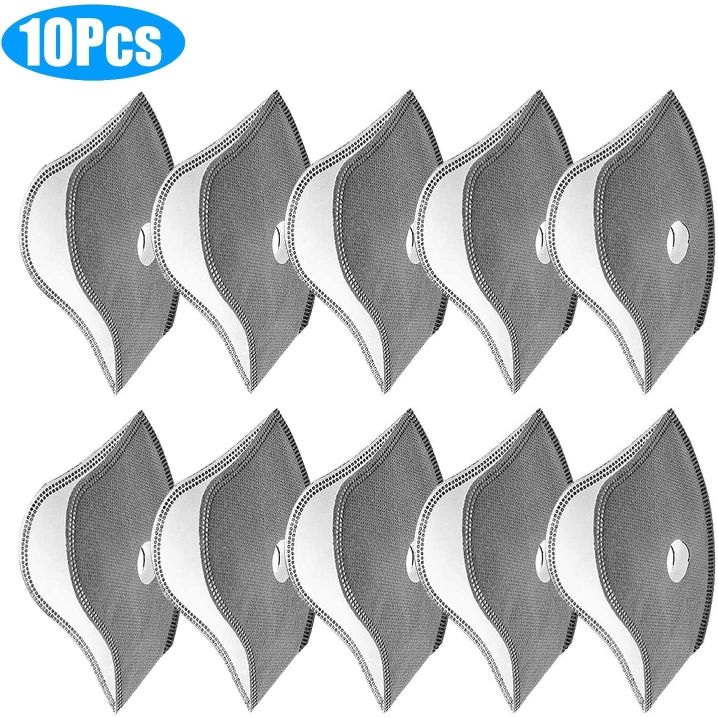 XiQi 5-Ply Resuable Washable Cover with 4 Filters, 2 Breathing Valves Black Outdoor (10 Pieces Filters)