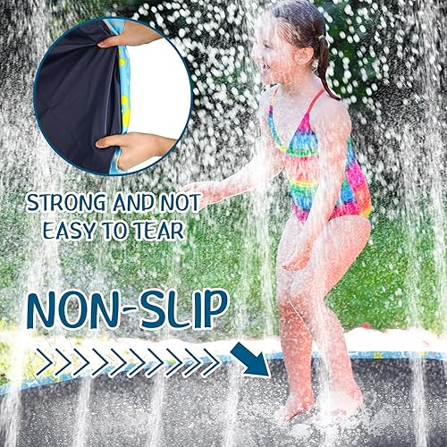 Miniatura 5 de Lewtemi Alfombrilla antideslizante gigante de 10 pies de 120 pulgadas para adultos, niños y perros, piscina con aspersor gruesa de verano al aire